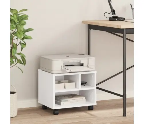 Printera Statīvs Ar Riteņiem, Balts, 41X32X34,5 Cm Vidaxl