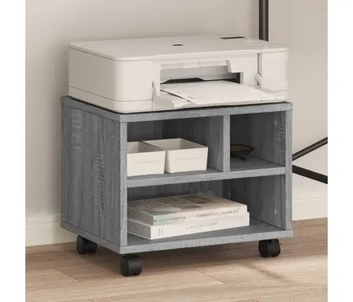 Printera Statīvs Ar Riteņiem, Pelēka Ozola, 41X32X34,5 Cm Vidaxl