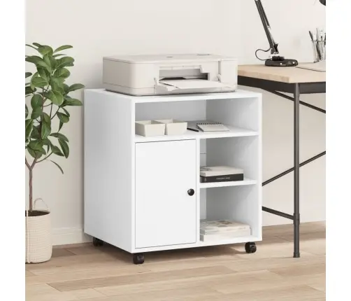 Printera Statīvs Ar Riteņiem, Balts, 60X50X67 Cm Vidaxl