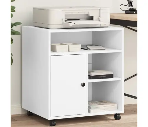 Printera Statīvs Ar Riteņiem, Balts, 60X50X67 Cm Vidaxl