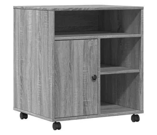 Printera Statīvs Ar Riteņiem, Pelēka Ozola, 60X50X67 Cm Vidaxl