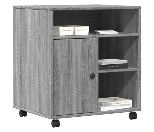 Printera Statīvs Ar Riteņiem, Pelēka Ozola, 60X50X67 Cm Vidaxl