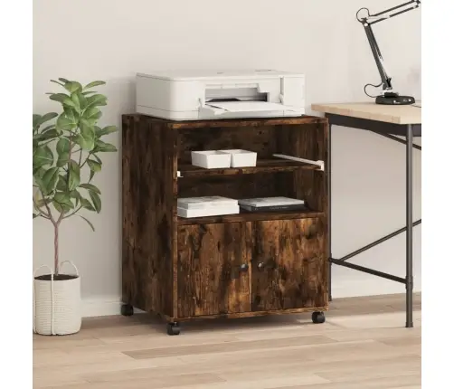 Ratastega Printerialus, Suitsutatud Tamm, 60X48X74 Cm