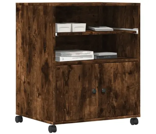 Ratastega Printerialus, Suitsutatud Tamm, 60X48X74 Cm