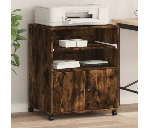 Ratastega Printerialus, Suitsutatud Tamm, 60X48X74 Cm