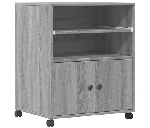 Printera Statīvs Ar Riteņiem, Pelēka Ozola, 60X48X74 Cm Vidaxl