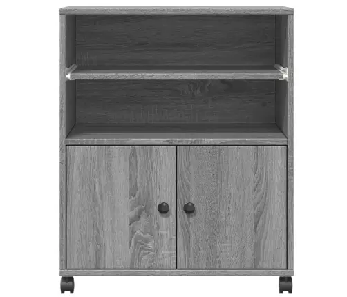 Printera Statīvs Ar Riteņiem, Pelēka Ozola, 60X48X74 Cm Vidaxl