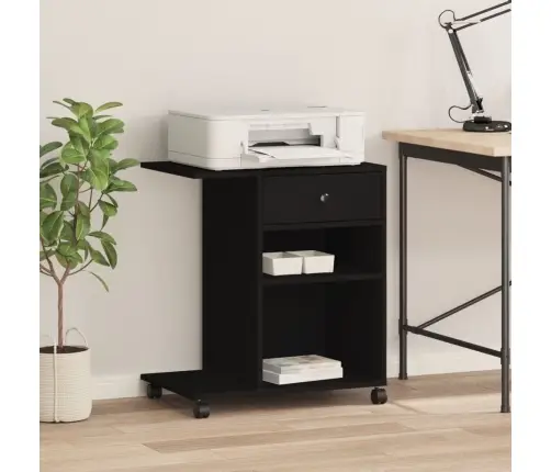 Printera Statīvs Ar Riteņiem, Melns, 60X40X68,5 Cm Vidaxl