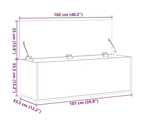 Hoiukast, Betoonhall, 102 X 35 X 35 cm Tehispuit