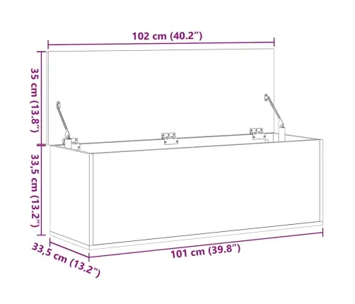 Uzglabāšanas Kaste, 102X35X35 Cm, Inženierijas Koks, Pelēka Vidaxl