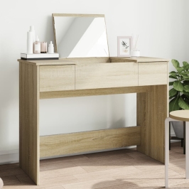 Galdiņš Ar Spoguli, Ozolkoka Krāsa, 100X45X76 Cm Vidaxl