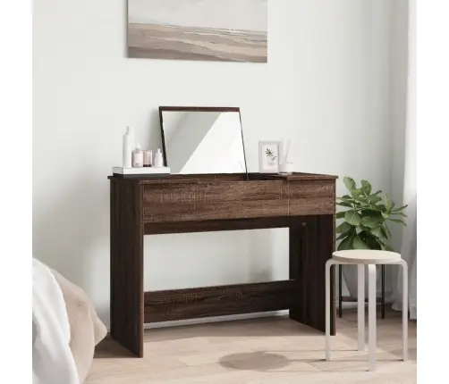 Kosmetinis Staliukas Su Veidrodžiu, Rudas, 100X45X76Cm
