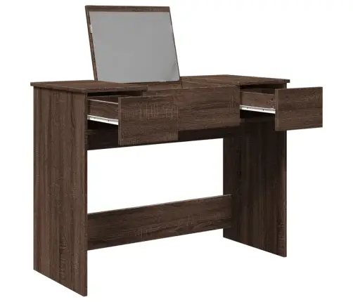 Kosmetinis Staliukas Su Veidrodžiu, Rudas, 100X45X76Cm