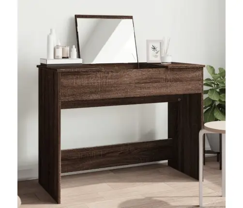 Kosmetinis Staliukas Su Veidrodžiu, Rudas, 100X45X76Cm
