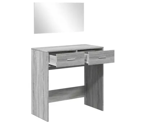 Galdiņš Ar Spoguli, Pelēka Ozolkoka, 80X39X80 Cm Vidaxl Galdiņš Ar Spoguli, Pelēka Ozolkoka, 80X39X80 Cm Vidaxl