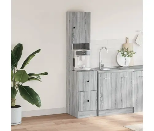 Virtuvės Spintelė, Pilka Ąžuolo, 35X50X180cm Apdirbta Mediena