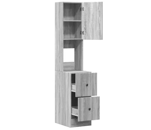 Virtuvės Spintelė, Pilka Ąžuolo, 35X50X180cm Apdirbta Mediena