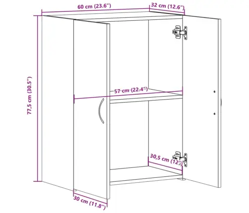 Dokumendikapp, Suitsutatud Tamm, 60X32X77,5 cm Tehispuit