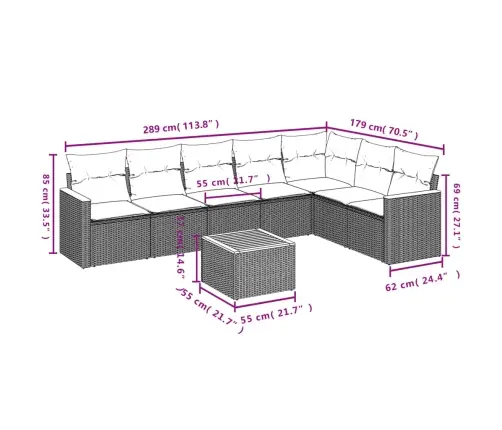 8-Daļīgs Dārza Dīvāna Komplekts, Matrači, Melna Pe Rotangpalma Vidaxl
