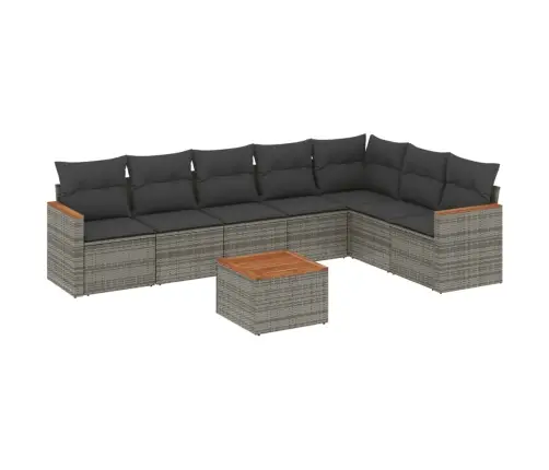 8-Daļīgs Dārza Dīvāna Komplekts Ar Matračiem, Pelēks Pe Pinums Vidaxl