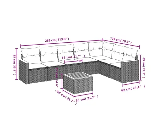 8-Daļīgs Dārza Dīvāna Komplekts Ar Matračiem, Pelēks Pe Pinums Vidaxl
