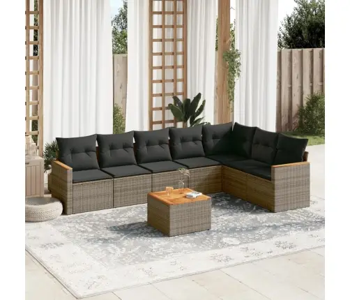 8-Daļīgs Dārza Dīvāna Komplekts Ar Matračiem, Pelēks Pe Pinums Vidaxl