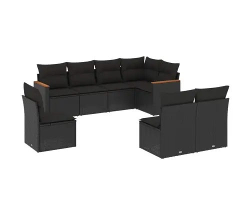 8-Daļīgs Dārza Dīvāna Komplekts, Matrači, Melna Pe Rotangpalma Vidaxl