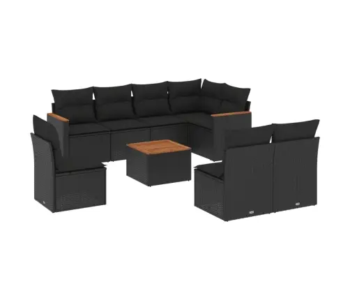 9-Osaline Aiadiivani Komplekt Patjadega, Must, Polürotang