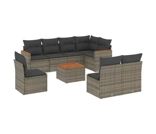 Sofos Komplektas Su Pagalvėlėmis, 9 Dalių, Pilkas, Poliratanas