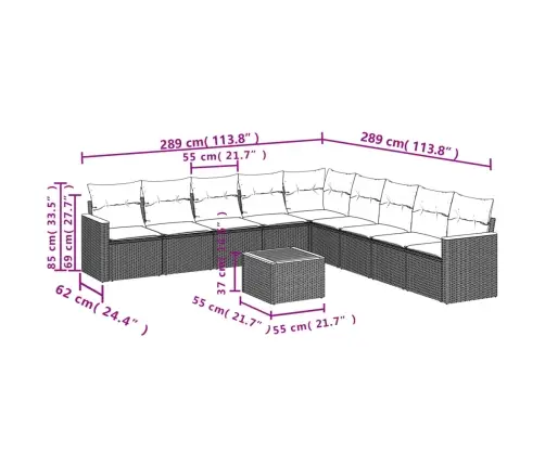 10-Daļīgs Dārza Dīvāna Komplekts Ar Matračiem, Pelēks Pe Pinums Vidaxl