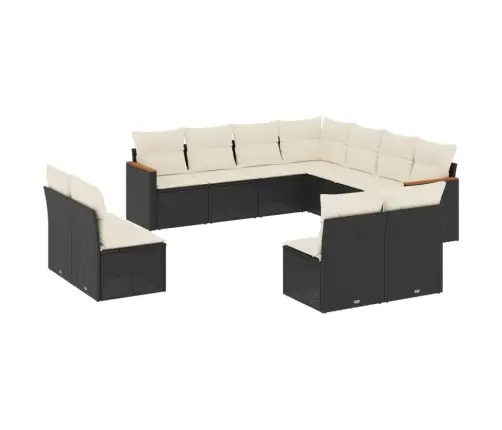 11-Daļīgs Dārza Dīvāna Komplekts, Matrači, Melna Pe Rotangpalma Vidaxl