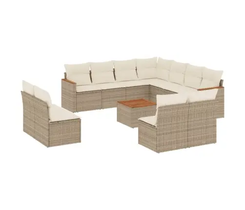 12-Daļīgs Dārza Dīvāna Komplekts, Matrači, Bēša Pe Rotangpalma Vidaxl