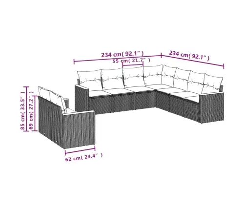 9-Osaline Aiadiivani Komplekt Patjadega, Hall, Polürotang