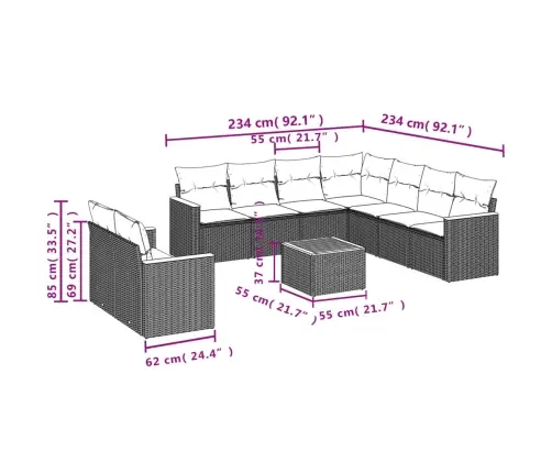 10-Osaline Aiadiivani Komplekt Patjadega, Beež, Polürotang