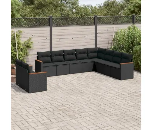 Sodo Komplektas Su Pagalvėlėmis, 10 Dalių, Juodas, Poliratanas