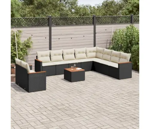 11-Daļīgs Dārza Dīvāna Komplekts, Matrači, Melna Pe Rotangpalma Vidaxl