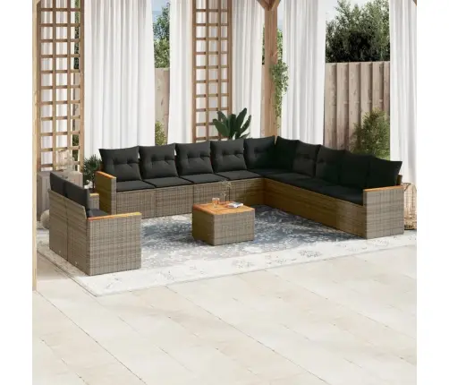 12-Daļīgs Dārza Atpūtas Mēbeļu Komplekts, Matrači, Pelēks Pe Vidaxl