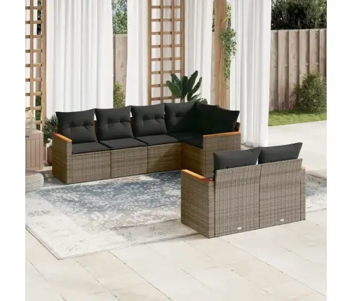 Sofos Komplektas Su Pagalvėlėmis, 7 Dalių, Pilkas, Poliratanas