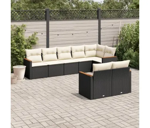 8-Daļīgs Dārza Dīvāna Komplekts, Matrači, Melna Pe Rotangpalma Vidaxl