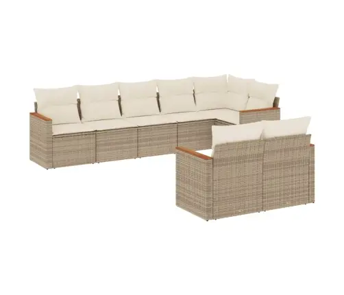 8-Daļīgs Dārza Dīvāna Komplekts, Matrači, Bēša Pe Rotangpalma Vidaxl