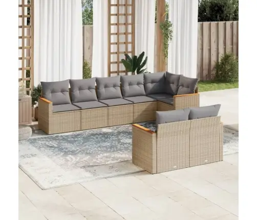 Sofos Komplektas Su Pagalvėlėmis, 8 Dalių, Smėlio, Poliratanas