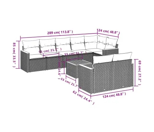 Sodo Komplektas Su Pagalvėlėmis, 9 Dalių, Smėlio, Poliratanas