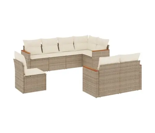 8-Daļīgs Dārza Dīvāna Komplekts, Matrači, Bēša Pe Rotangpalma Vidaxl