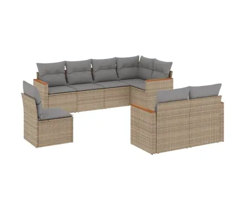 Sofos Komplektas Su Pagalvėlėmis, 8 Dalių, Smėlio, Poliratanas