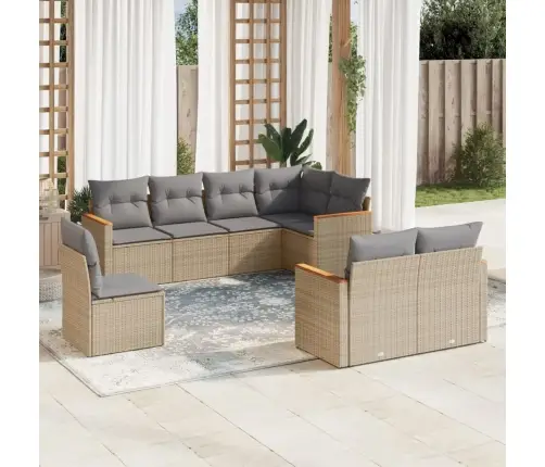 Sofos Komplektas Su Pagalvėlėmis, 8 Dalių, Smėlio, Poliratanas