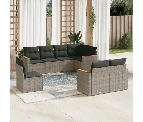 8-Daļīgs Dārza Dīvāna Komplekts Ar Matračiem, Pelēks Pe Pinums Vidaxl