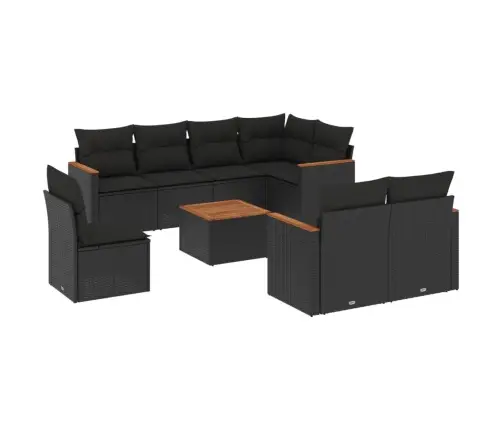 9-Daļīgs Dārza Dīvāna Komplekts, Matrači, Melna Pe Rotangpalma Vidaxl 9-Daļīgs Dārza Dīvāna Komplekts, Matrači, Melna Pe Rotangpalma Vidaxl