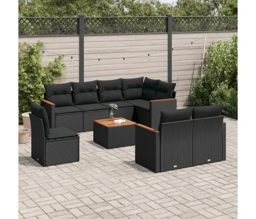9-Daļīgs Dārza Dīvāna Komplekts, Matrači, Melna Pe Rotangpalma Vidaxl 9-Daļīgs Dārza Dīvāna Komplekts, Matrači, Melna Pe Rotangpalma Vidaxl