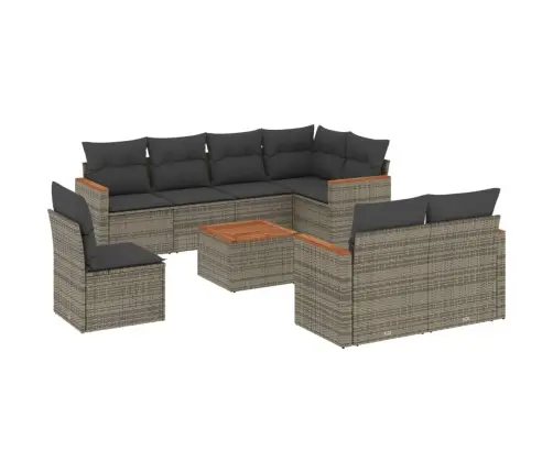 9-Daļīgs Dārza Dīvāna Komplekts Ar Matračiem, Pelēks Pe Pinums Vidaxl