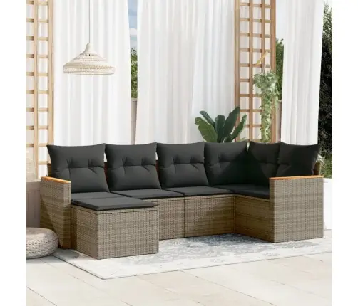 6-Daļīgs Dārza Dīvāna Komplekts Ar Matračiem, Pelēks Pe Pinums Vidaxl